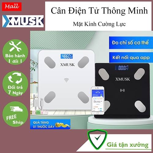 Cân Điện Tử Sức Khỏe XMUSK Kết Nối Bluetooth Cao Cấp, Sạc USB, Độ Chính Xác Cao