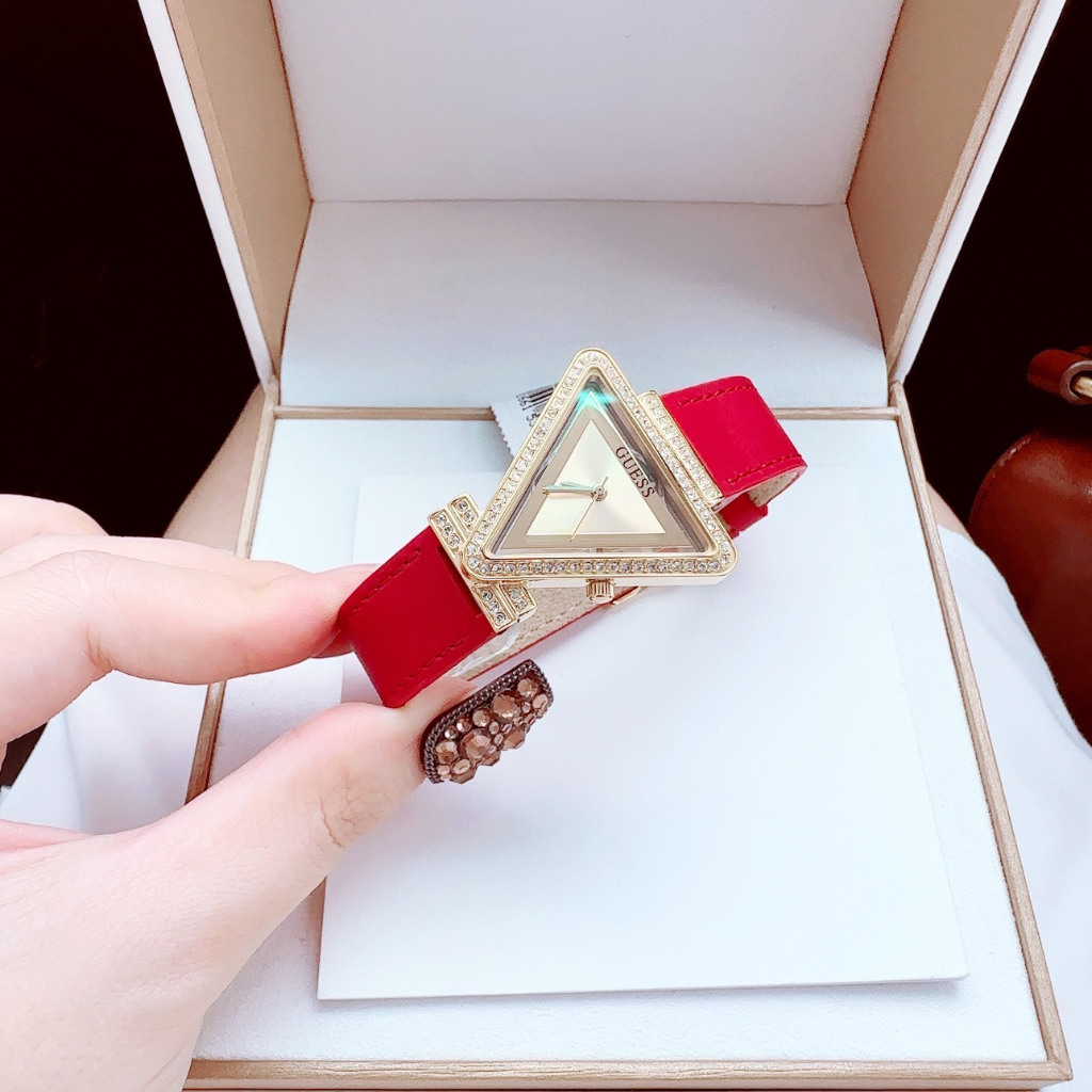 Đồng Hồ Nữ Guess Mặt Tam giác GW0504L3 GW0504L5 Dây Da, Vỏ Đính Hạt - Size 34mm