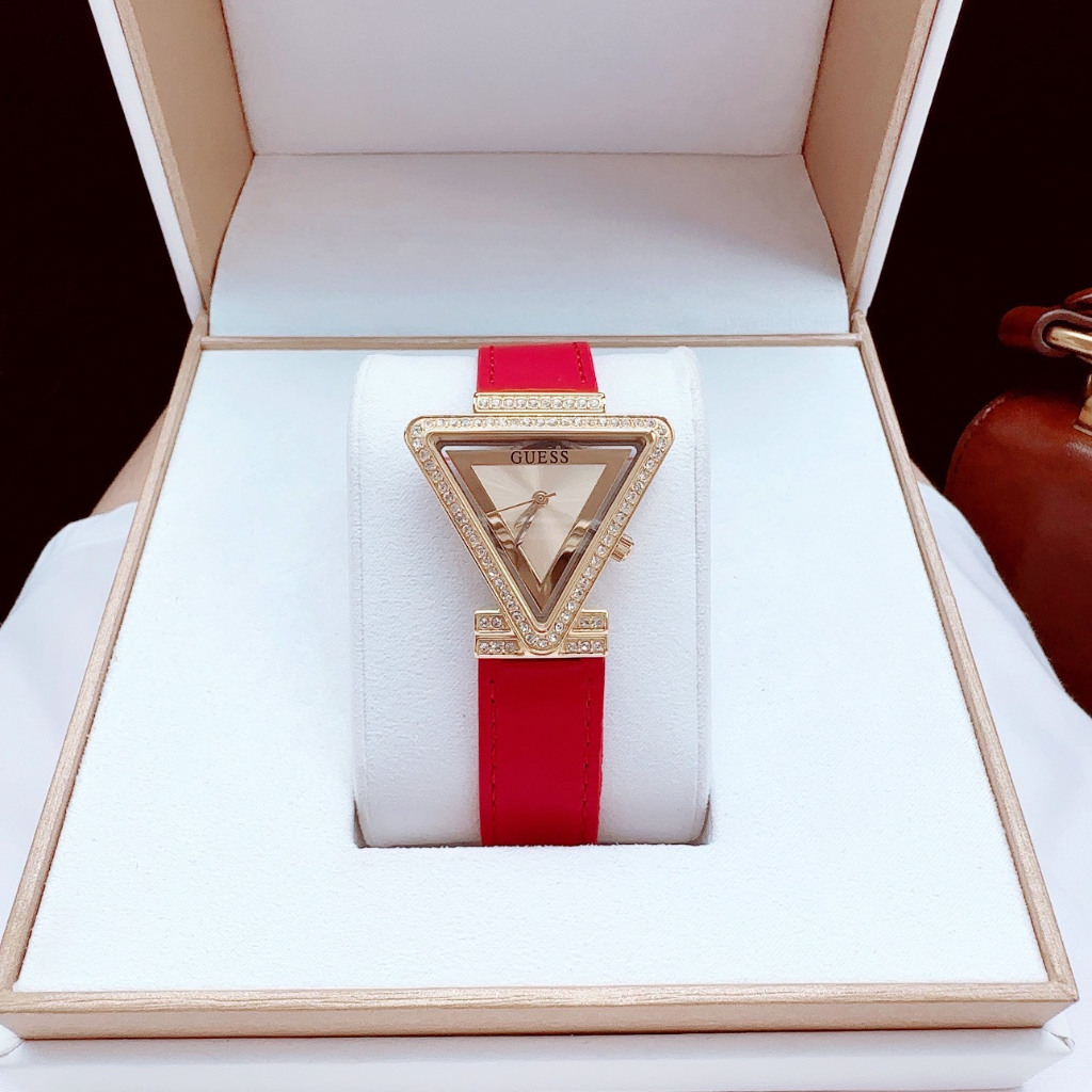 Đồng Hồ Nữ Guess Mặt Tam giác GW0504L3 GW0504L5 Dây Da, Vỏ Đính Hạt - Size 34mm