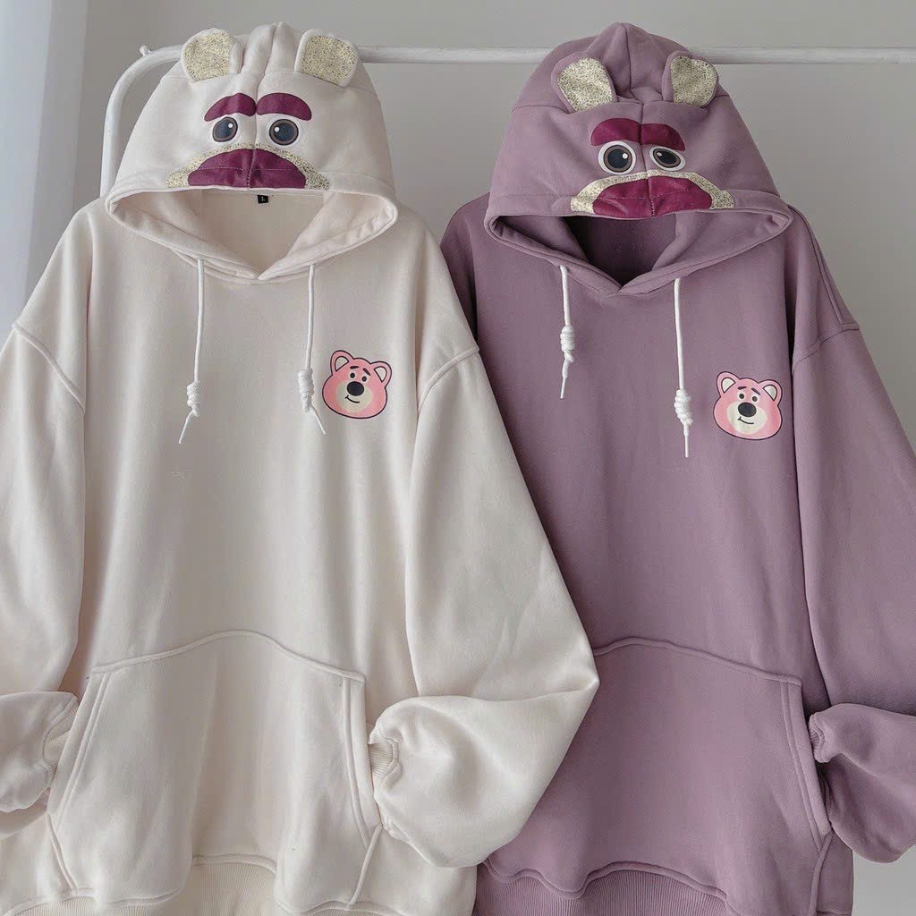 Áo khoác hoodie chui đầu Nam Nữ chất vải nỉ mềm mịn  logo in hình nổi có nón tai thỏ bánh bèo siêu dễ thương TP