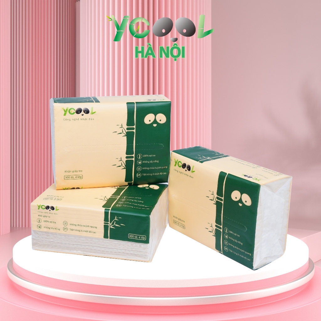 Giấy ăn giấy gấu trúc YCOOL khăn giấy thùng 30 gói 300 tờ siêu dai siêu mềm
