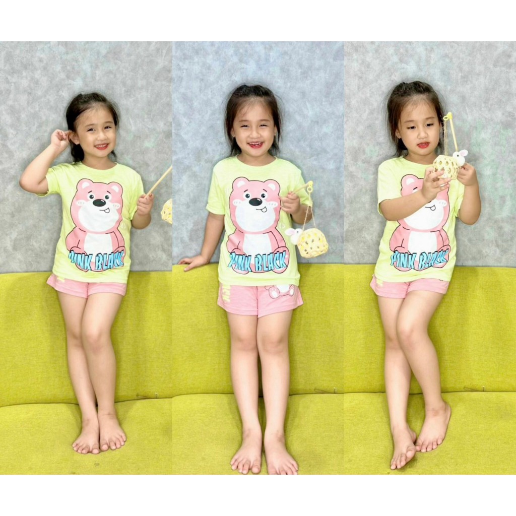 Set đồ bé gái size đại 12-42 kg bộ quần áo trẻ em thun cotton cộc tay mặc mát in hoạt hình xinh Homie Kids