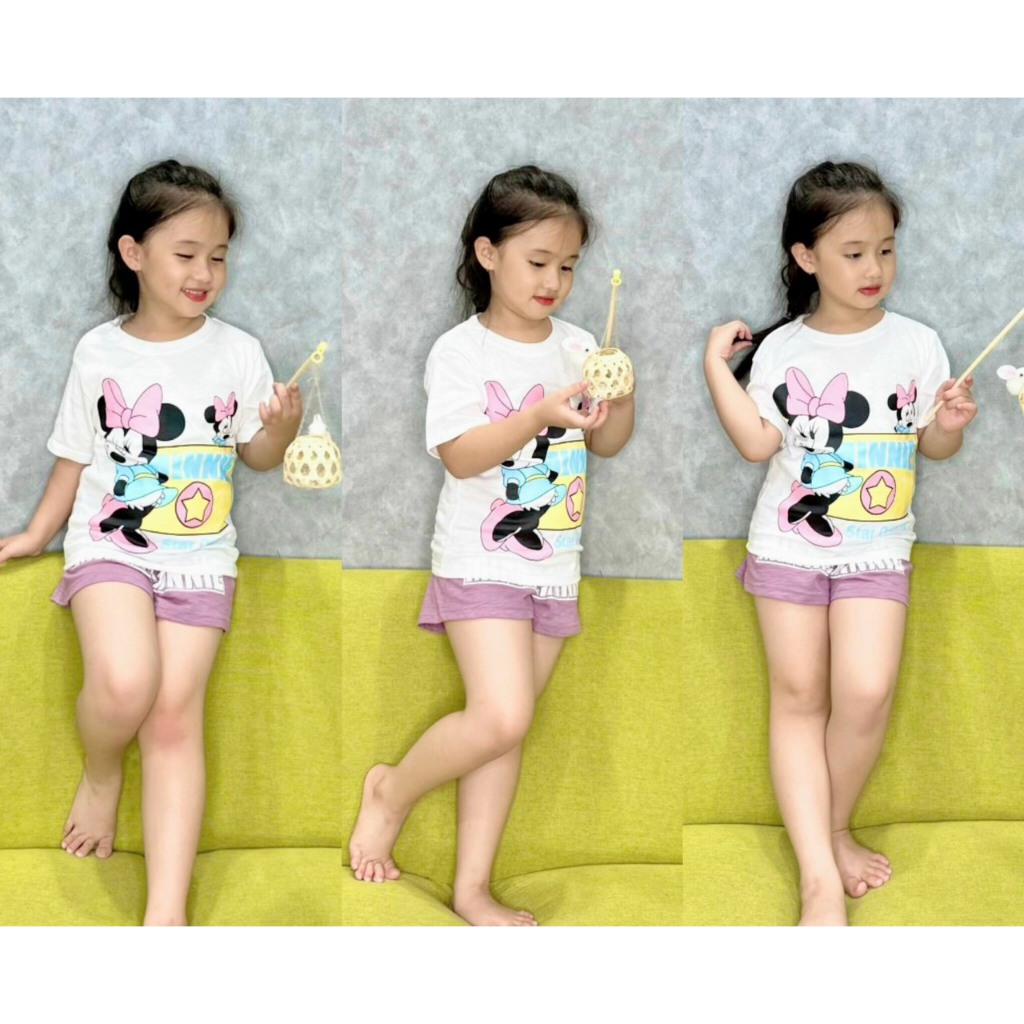 Quần áo bé gái size đại 12-42 kg set đồ bộ trẻ em mặc nhà in hình siêu yêu vải thun cotton thoáng mát Homie Kids