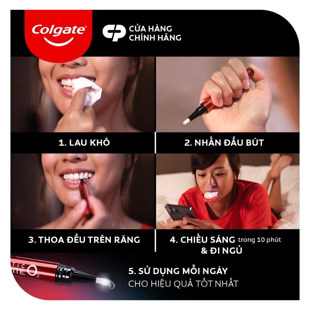 Máy làm trắng răng Colgate Optic White O2 an toàn tại nhà, không ê buốt