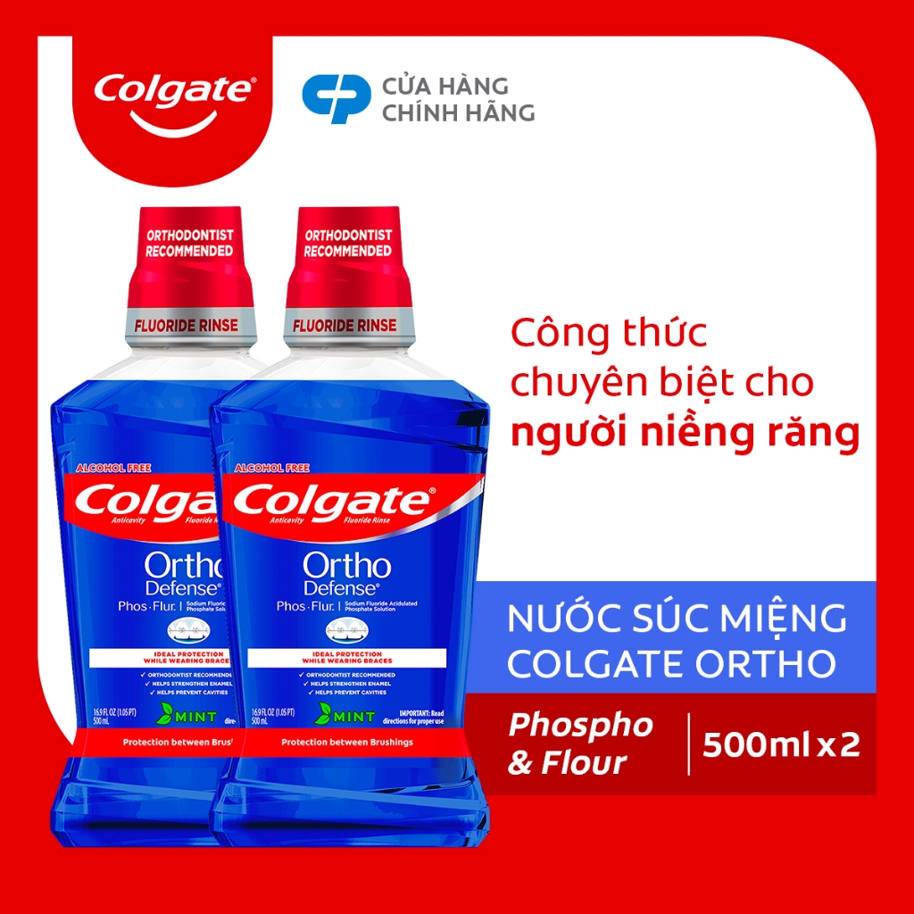 Bộ 2 nước súc miệng Colgate diệt khuẩn, không cồn cho hơi thở thơm mát 500ML