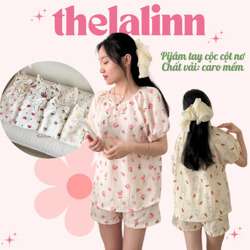 Set Pijama xốp đũi hàn dáng cộc tay ngắn hoạ tiết dễ thương. Bộ ngủ nữ nhiều hoạ tiết pyjama