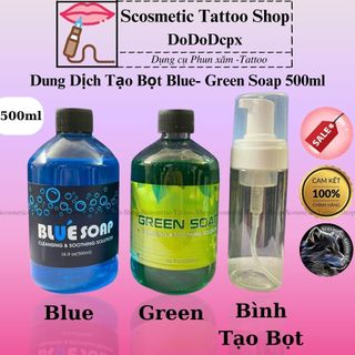 Dung dịch tạo bọt Blue soap 500ml siêu đặc giúp lau chùi mực vệ sinh da trước và sau xăm