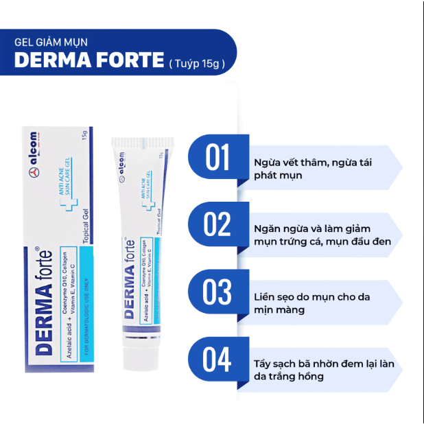 Gel giảm mụn và Thâm Derma Forte 15g