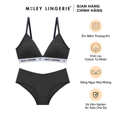 Bộ Đồ Lót Mút Mỏng Đệm Ngực Miley Lingerie Và Quần Cotton Tự Nhiên Đồng Bộ BeingMe White