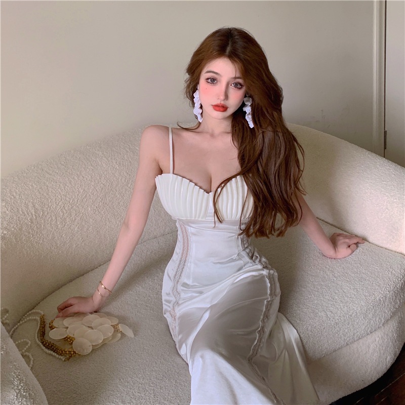 (Sale up to 50%).Đầm Đi Tiệc Dài Ôm Xếp Ly Lưng Hở Gợi Cảm Kiểu Hàn Quốc Geisha Géis