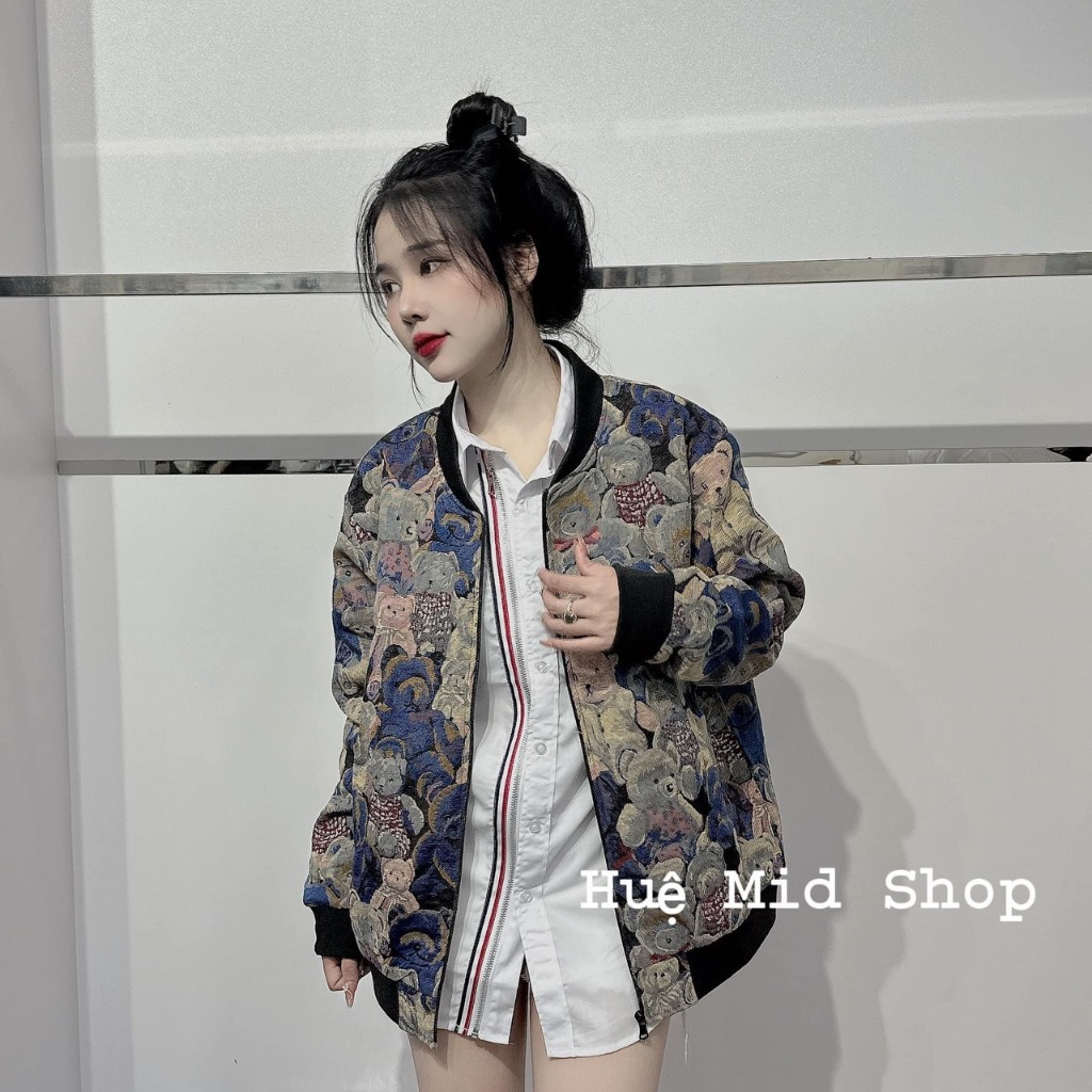 Áo Khoác Bomber Gấu Thêu Hot Hít2023