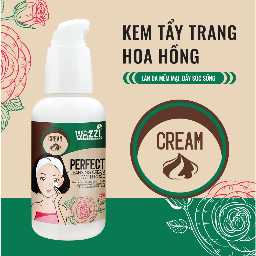 Kem Tẩy Trang Hoa Hồng  Sạch Sâu Wazzi