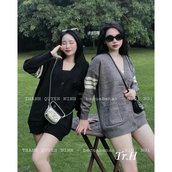 Áo len cardigan 3 vạch