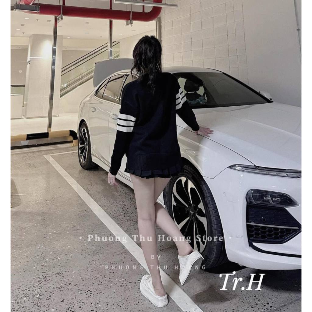 Áo len cardigan 3 vạch