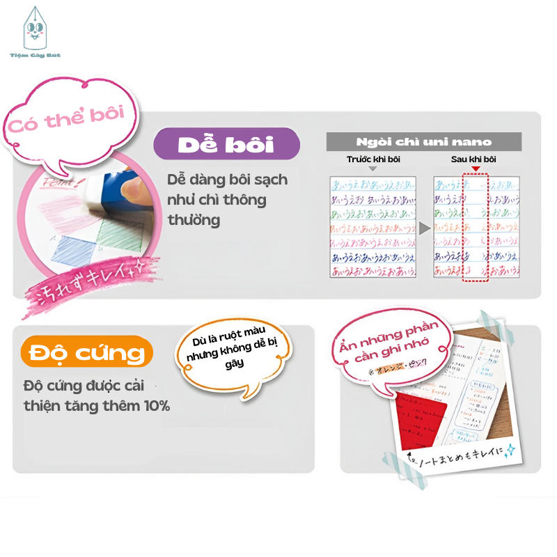 Ruột bút chì bấm ngòi bút chì kim 7 màu Uni Nano Dia Color cỡ ngòi 0.5mm