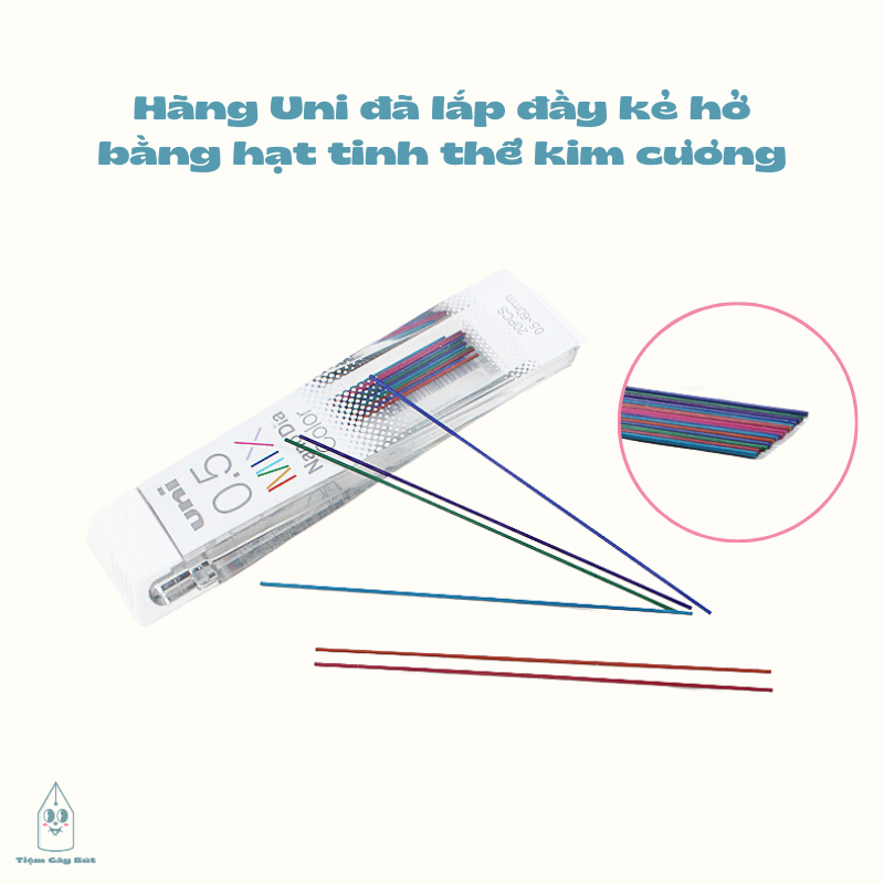Ruột bút chì bấm ngòi bút chì kim 7 màu Uni Nano Dia Color cỡ ngòi 0.5mm