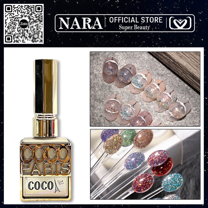 Sơn gel nhũ flash 12 màu-Sơn nhũ Galaxy CoCo Paris MH siêu sáng