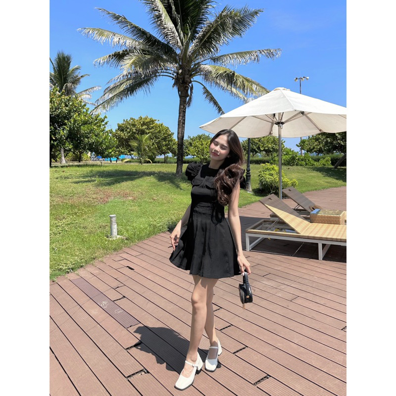 Đầm - 2 Túi Giả - Lai Xếp Li - Tay Cánh Tiên Bèo