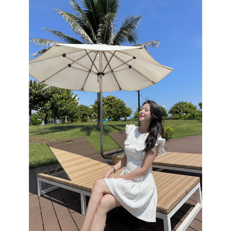 Đầm - 2 Túi Giả - Lai Xếp Li - Tay Cánh Tiên Bèo