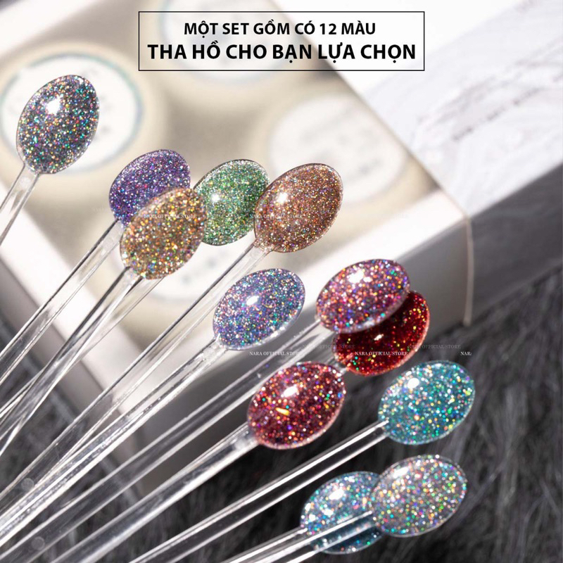 Sơn gel nhũ flash 12 màu-Sơn nhũ Galaxy CoCo Paris MH siêu sáng