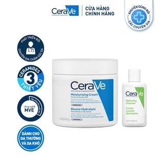 Bộ sản phẩm Cerave kem dưỡng ẩm cho da khô và Sữa rửa mặt giúp làm sạch sâu dành cho da thường và da khô