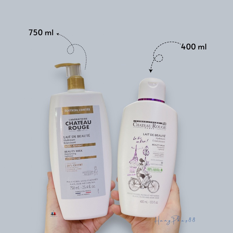 Dưỡng thể Kích trắng CHATEAU ROUGE PARIS Pháp 400ml mẫu mới