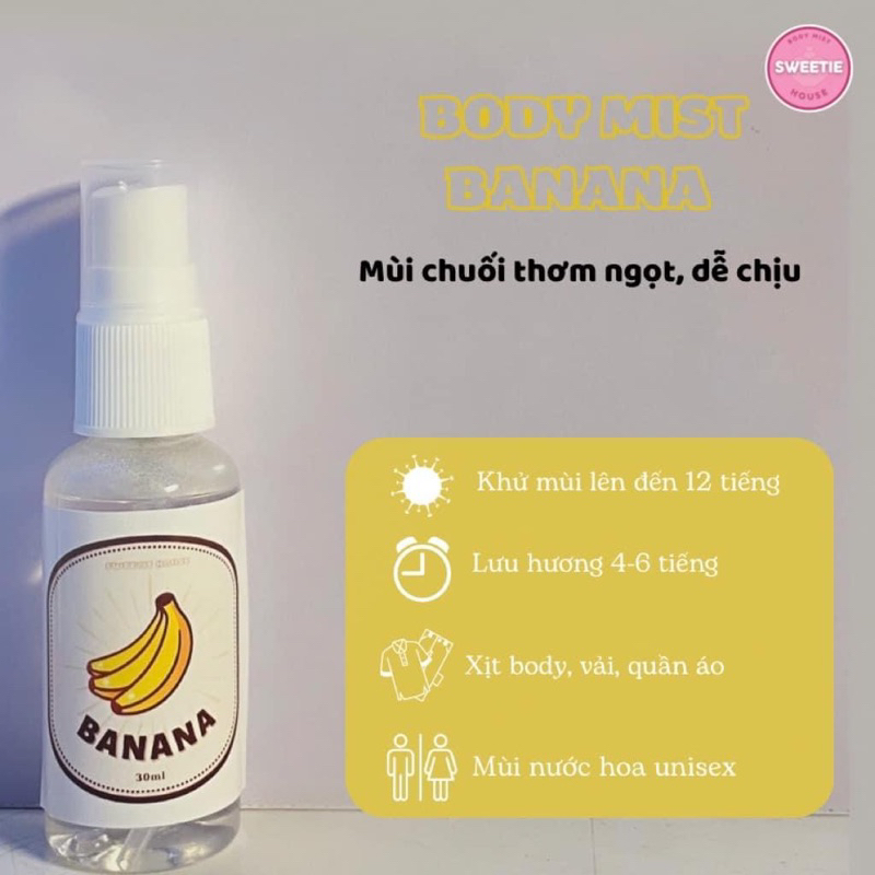 Xịt thơm Body Mist  SWEETIE HOUSE hương hoa quả, bánh ngọt