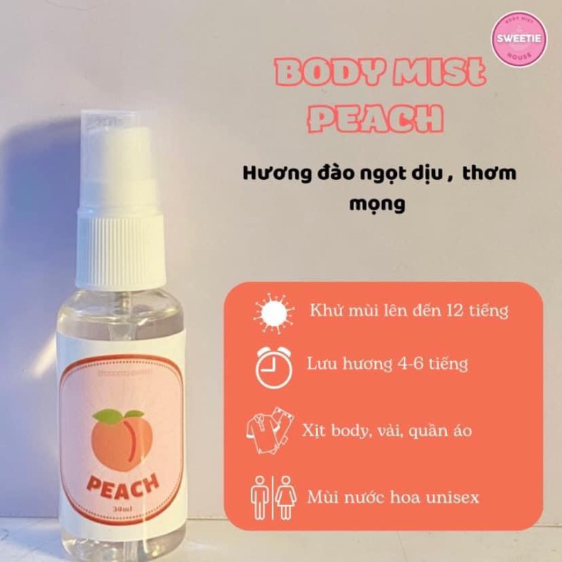 Xịt thơm Body Mist  SWEETIE HOUSE hương hoa quả, bánh ngọt
