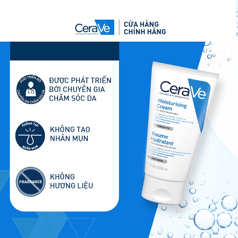 Bộ sản phẩm Cerave Kem dưỡng ẩm dành cho da khô và sữa rửa mặt làm sạch sâu cho da khô 20ml