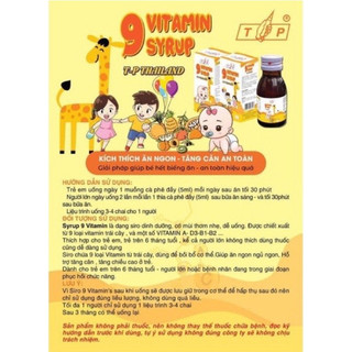 [Liệu Trình 4 Chai] Siro Tăng Cân Cho Bé 9 Vitamin TP Thái Lan 60ML