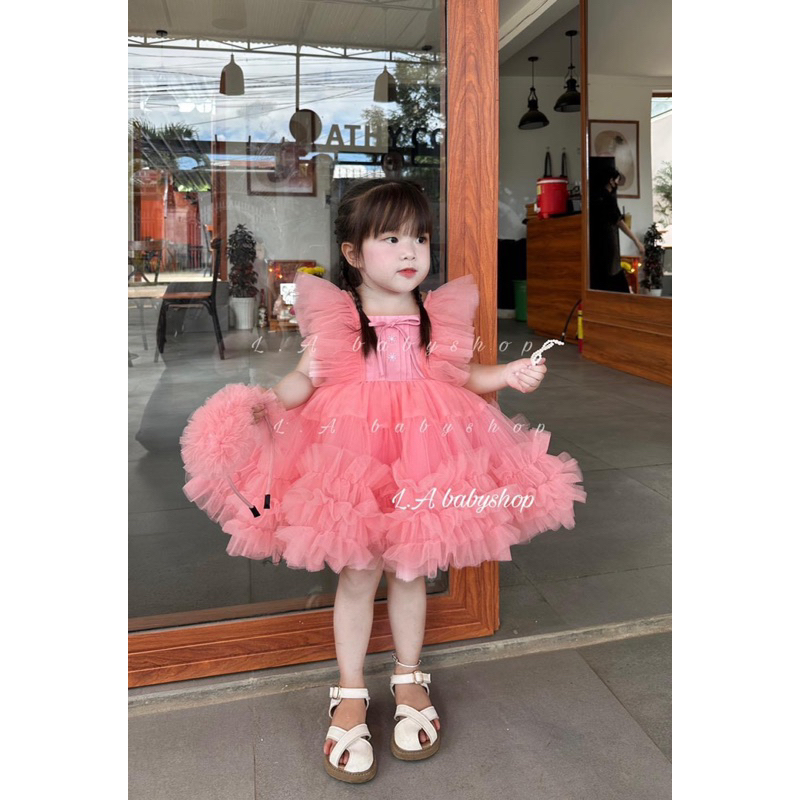 Váy công chúa bèo cánh tiên cho bé gái