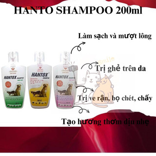 Sữa Tắm Trị Ve Rận Bọ Chét Chó Mèo Hantox Shampoo Vàng 200ml