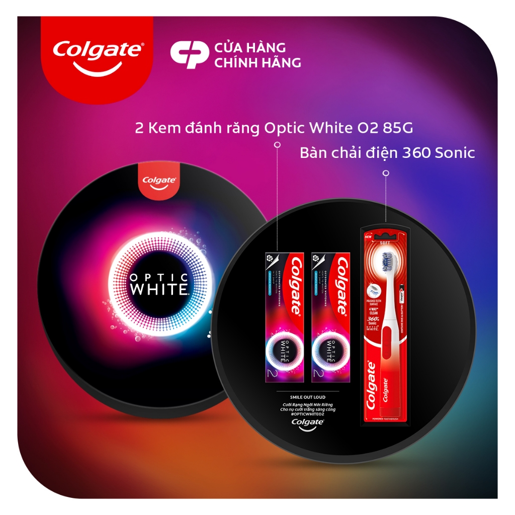 Bàn chải điện Colgate Sonic và 2 kem đánh răng Colgate Optic White O2 85g