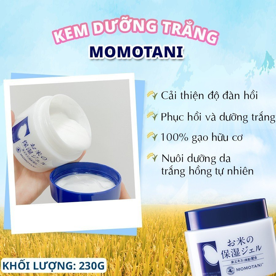 Kem Dưỡng Trắng Da Chiết Xuất Gạo Hữu Cơ MOMOTANI 230G