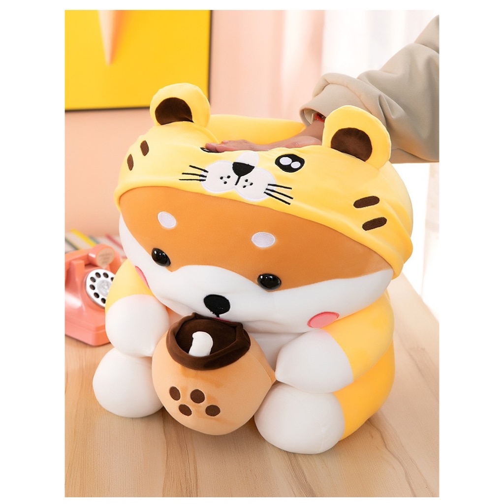 Thú nhồi bông shiba ôm trà sữa - Size từ 40cm đến 55cm - Quà tặng shiba ôm trà sữa nhồi bông êm mịn dễ thương - Gối ôm m