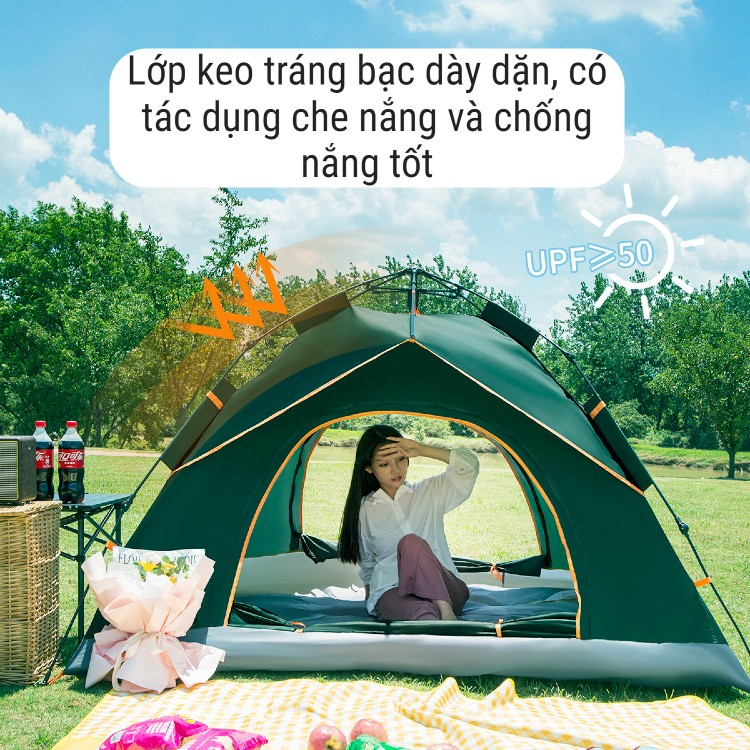 Lều cắm trại du lịch tự bung dành cho 3-5 người, chống thấm nước siêu tốt, thông gió mát mẻ
