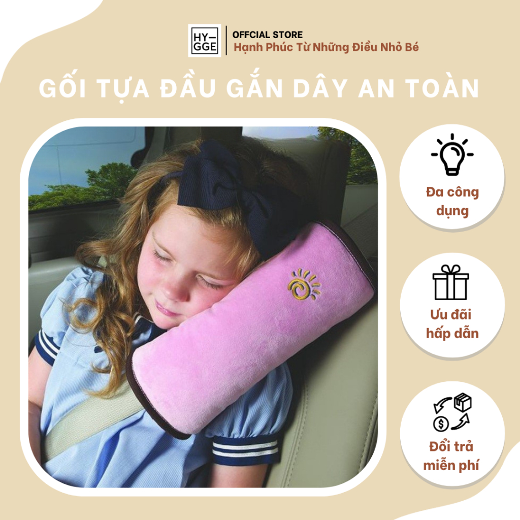 Gối Tựa Đầu Gắn Dây An Toàn Chống Mỏi Đau Cổ Trên Xe Hơi Ô tô cho bé