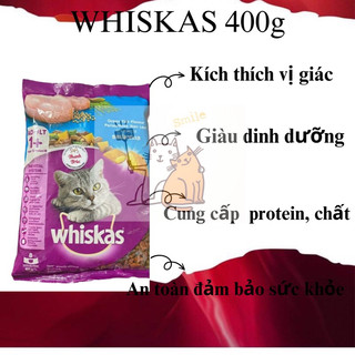 THỨC ĂN CHO MÈO Whiskas Dạng Viên Vị Cá Biển Túi 400g Xuất Xứ Thái Lan