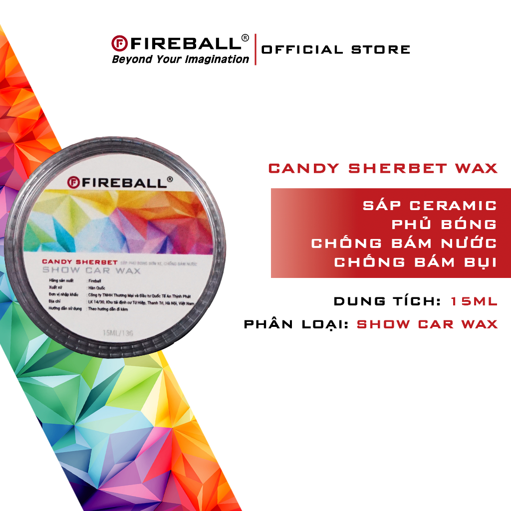 Fireball Candy Sherbet Wax Mini - Sáp Wax Phủ Bóng Cao Cấp Hàn Quốc - Bản Dùng Thử 15ml