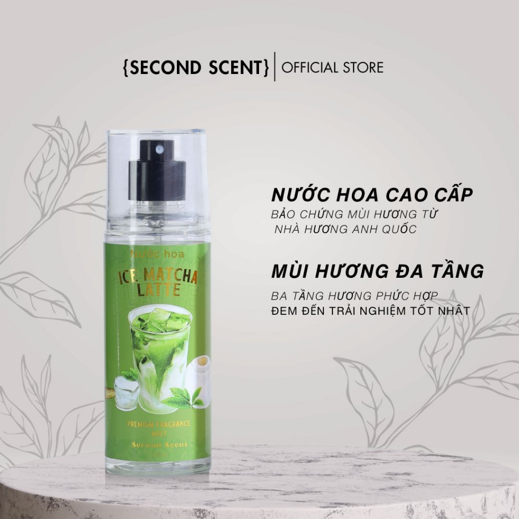 Xịt thơm toàn thân SECOND SCENT Premium Fragrance Mist Bodymist nước hoa lưu hương Matcha SECE01