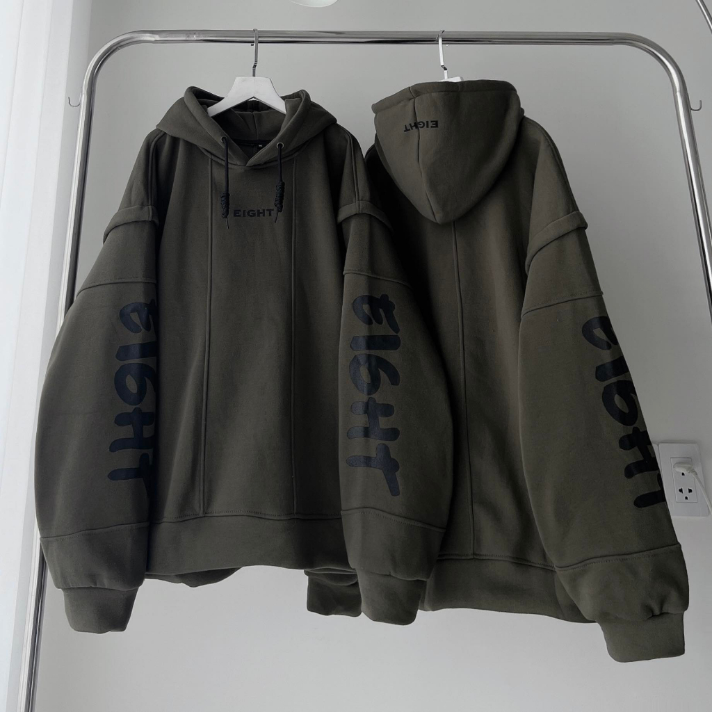 Áo Hoodie EIGHT Túi Xẻ 2 Bên Form Rộng Unisex Nam Nữ - N.E.K.K