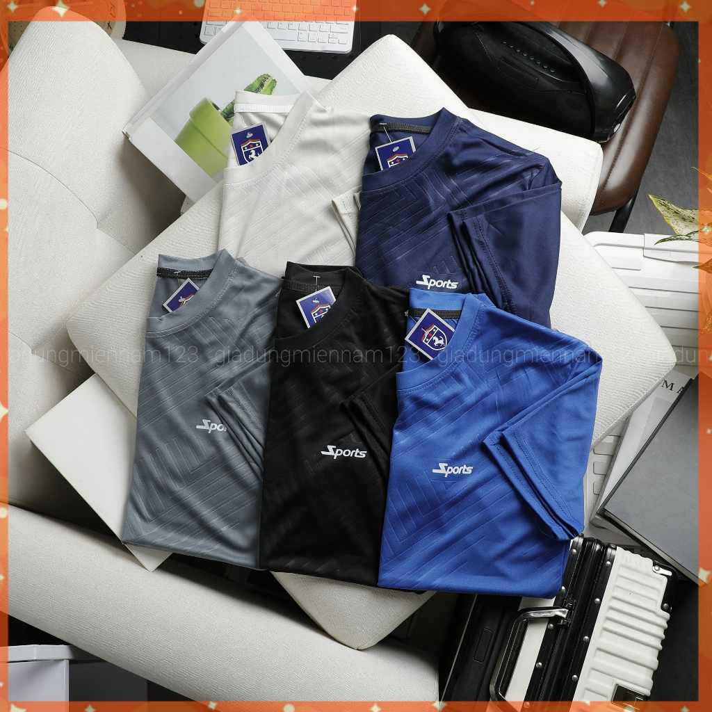 Áo thun nam thể thao cổ tròn chất thun lạnh vân sọc