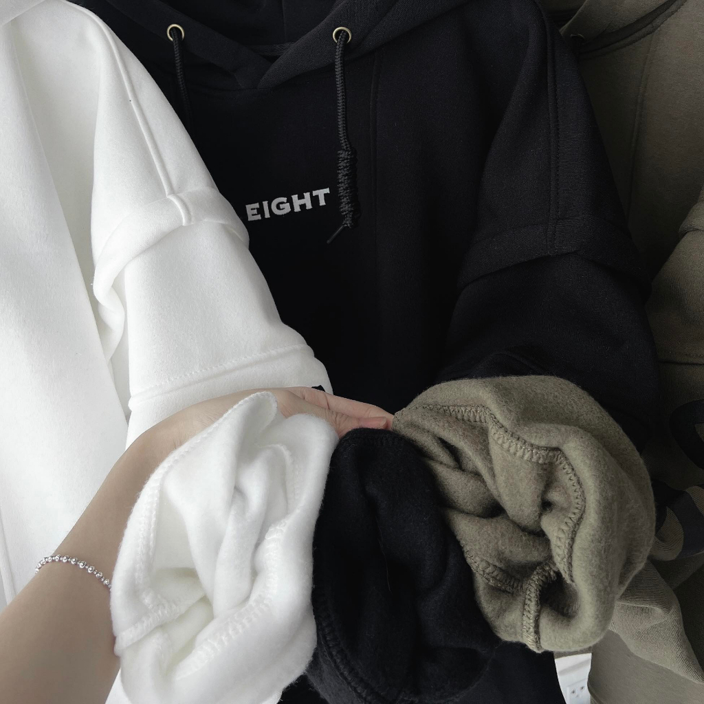 Áo Hoodie EIGHT Túi Xẻ 2 Bên Form Rộng Unisex Nam Nữ - N.E.K.K