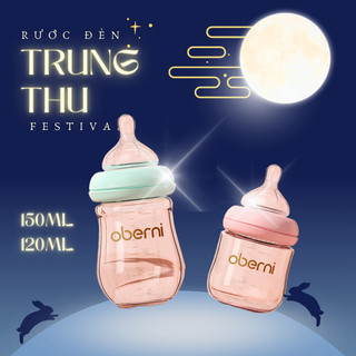 Bình sữa thủy tinh sơ sinh Oberni 120/150ml cổ rộng chống sặc sữa, chống đầy hơi cho bé - NTO60