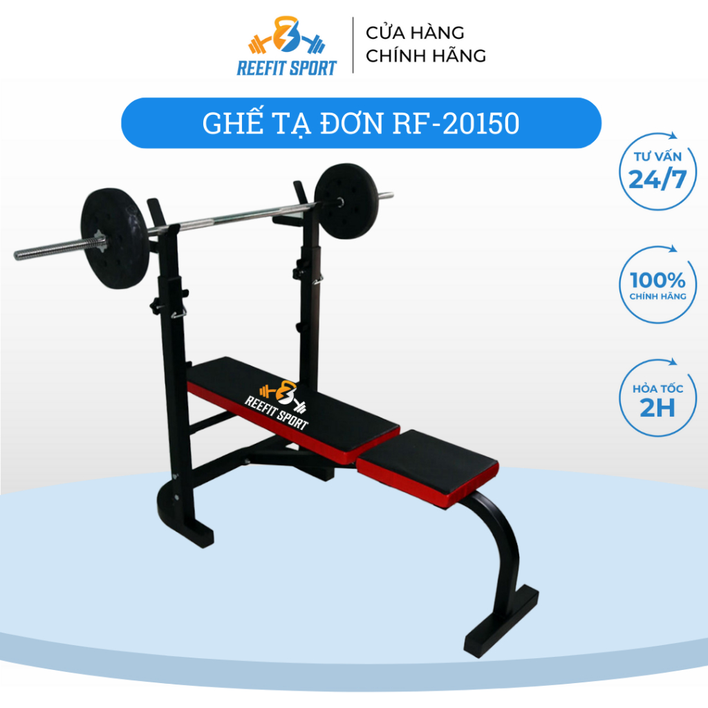 Ghế tập tạ gánh tạ đa năng ghế tập gym kết hợp giá đỡ tạ reefit RF-20150 (KO KÈM ĐÒN VÀ TẠ MIẾNG)