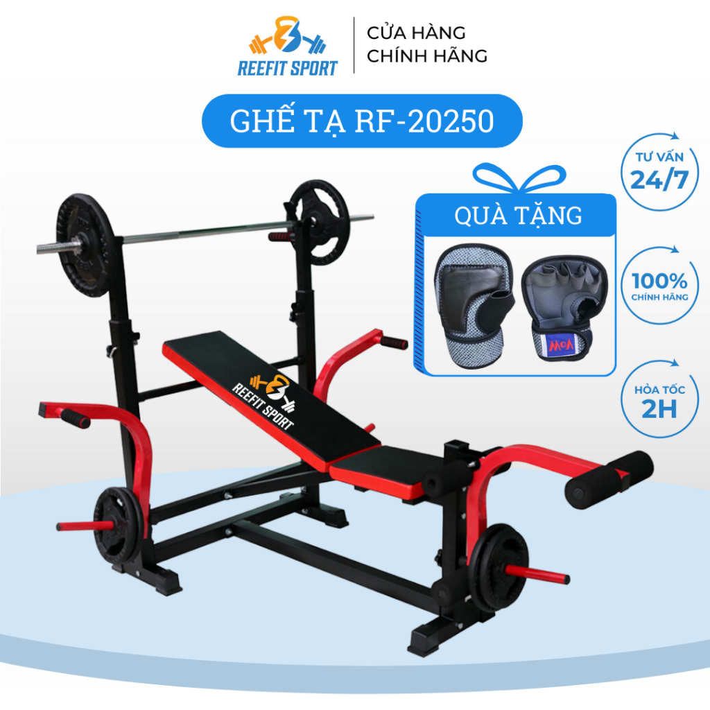 Ghế tạ giàn tạ Đa Năng Không có kéo xô RF-20250 (Không Kèm Đòn Tạ) + tặng kèm găng tay cuốn