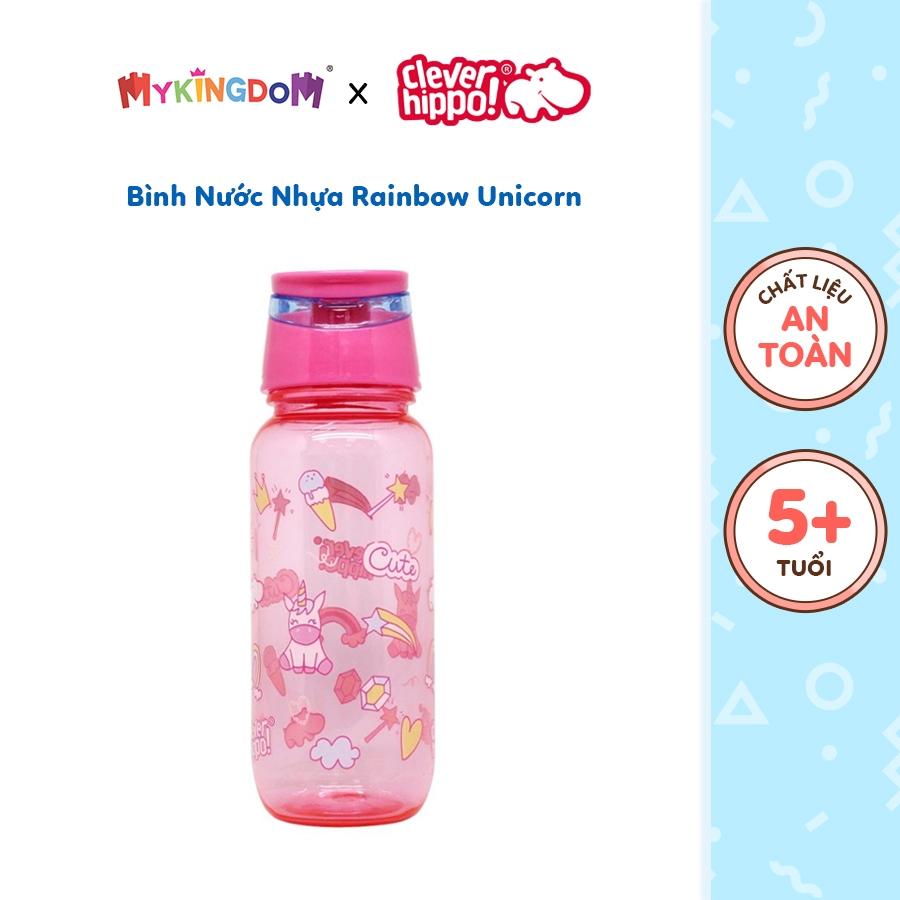 Bình Nước Nhựa Rainbow Unicorn CLEVER HIPPO WB01/PINK