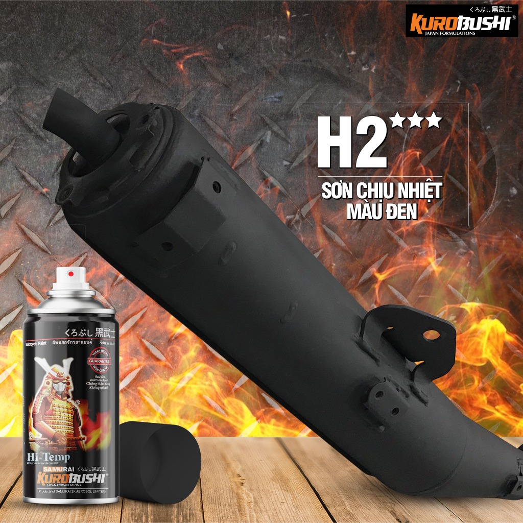 Sơn samurai chịu nhiệt màu đen H2 và H1- Huzen Việt Nam