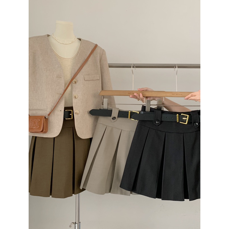 KAYY. Chân váy xếp ly kèm thắt lưng _ Cv6657