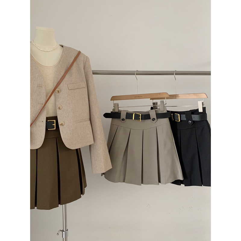 KAYY. Chân váy xếp ly kèm thắt lưng _ Cv6657